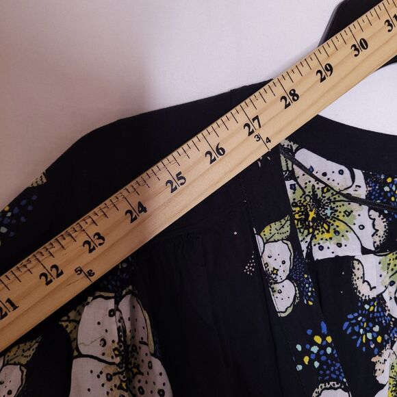 Free People Top Small Floral Black Tuscan Dreams Gathered Waist - Picture 8 of 11